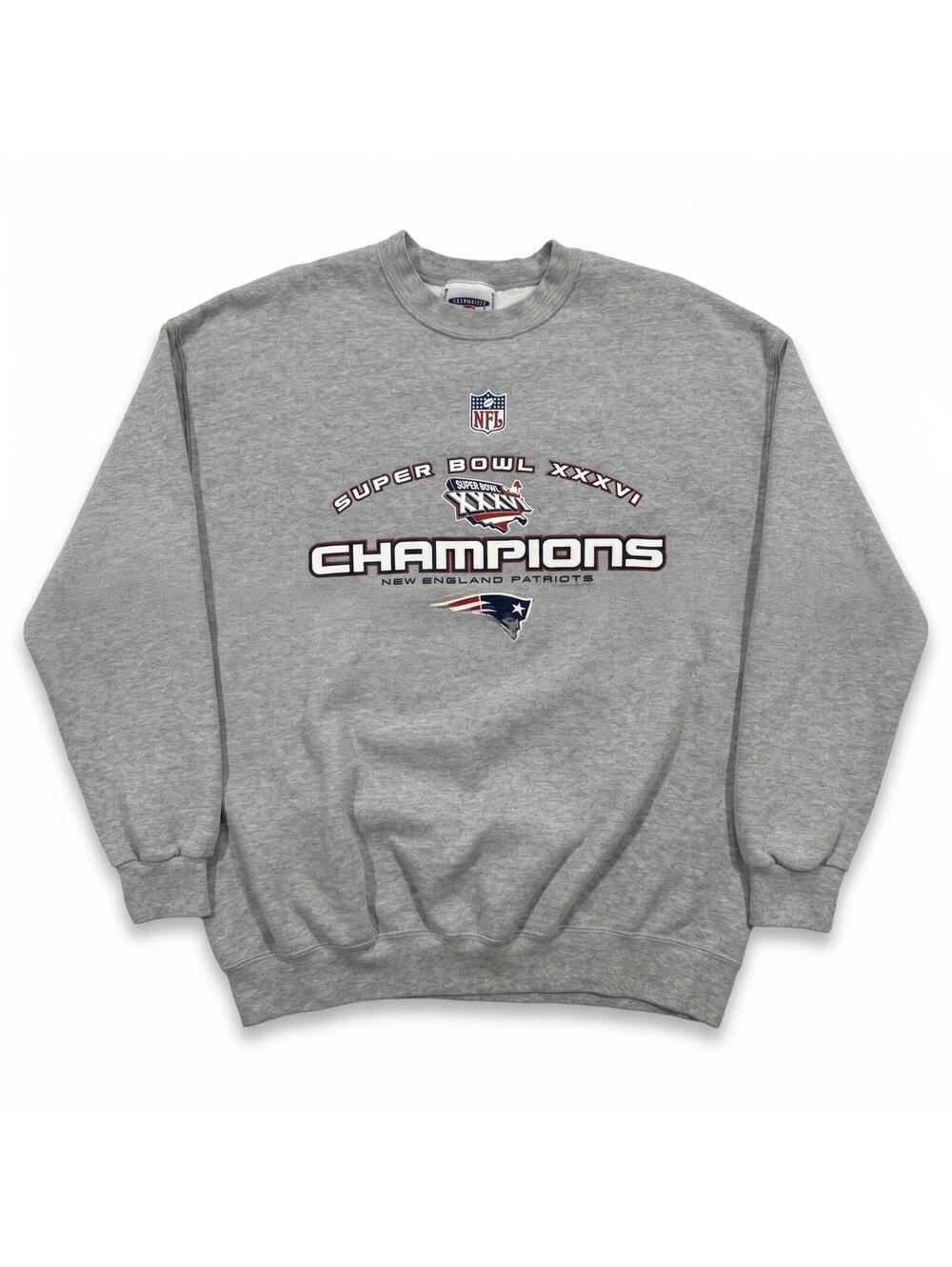 Vintage Lee New England Patriots Super Bowl XXXVI Champions Sweatshirt XL Gray